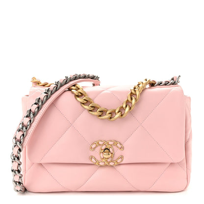 Lambskin Quilted Medium Chanel 19 Flap Light Pink