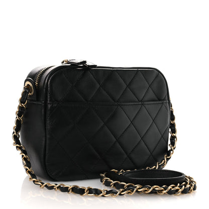 Calfskin Quilted Enchained Camera Case Bag Black