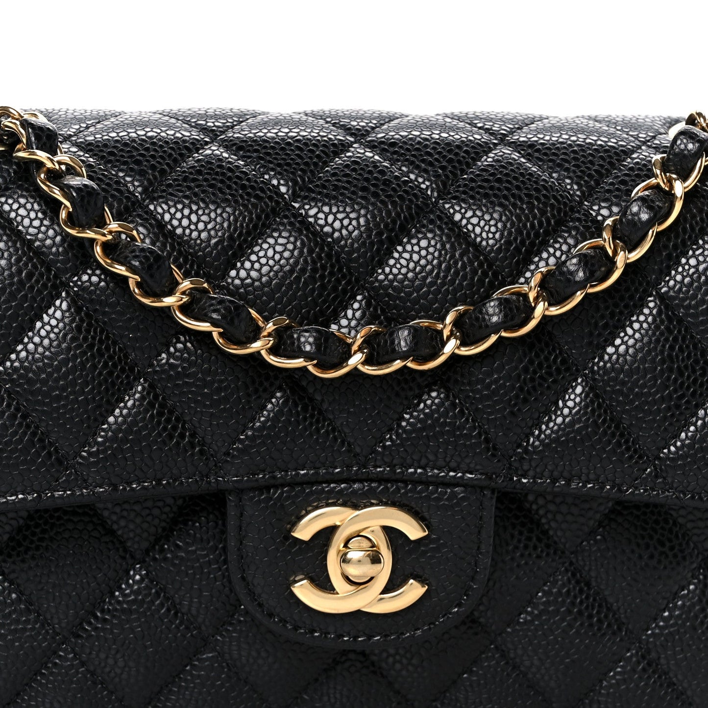 Caviar Quilted Small Double Flap Black