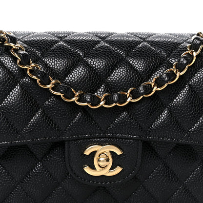 Caviar Quilted Small Double Flap Black