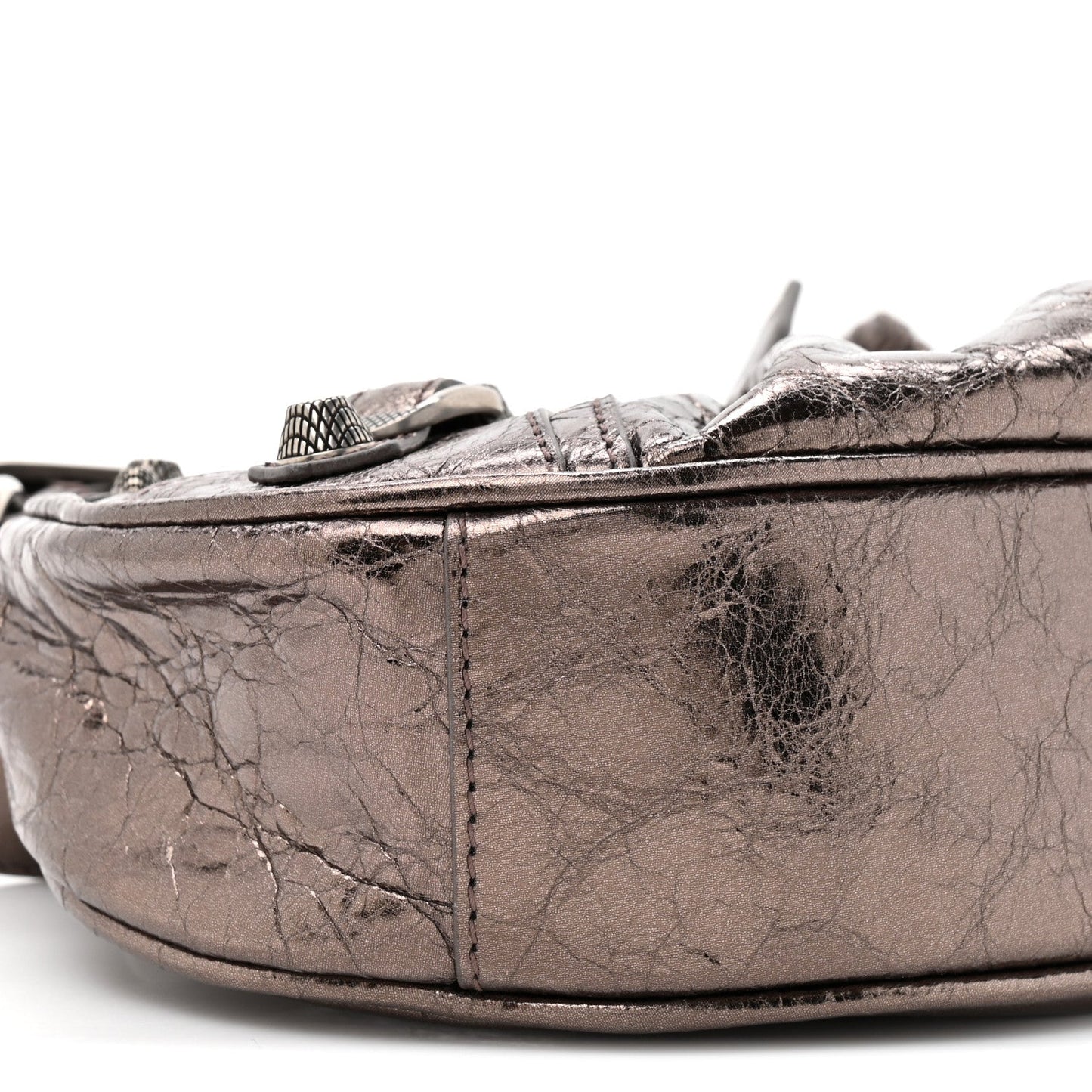 Metallic Agneau Arena Le Cagole Shoulder Bag XS Dark Bronze