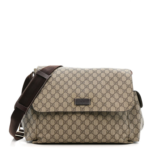 GG Plus Monogram Messenger Diaper Bag Dark Brown