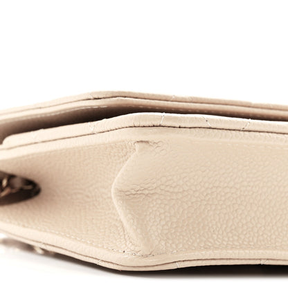 Caviar Quilted Wallet on Chain WOC Beige