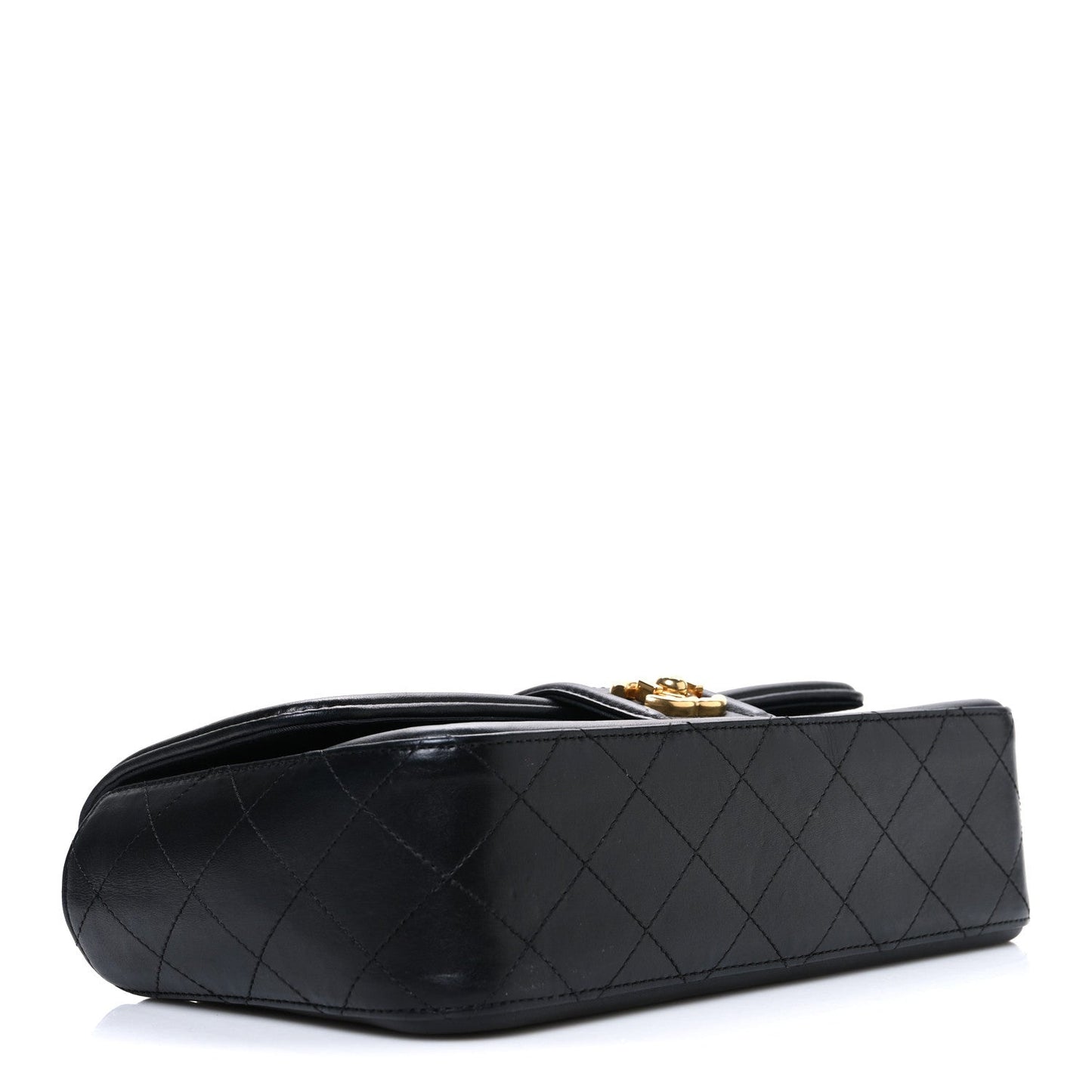 Lambskin Quilted Medium Elegant CC Flap Navy Black