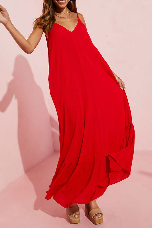 Vestido largo liso con bolsillos KIMONIE 
