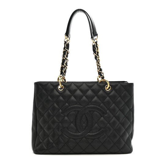 Caviar Quilted Grand Shopping Tote GST Black