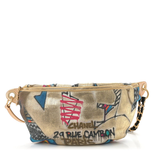 Graffiti Printed Canvas Street Spirit Waist Belt Bag Multicolor