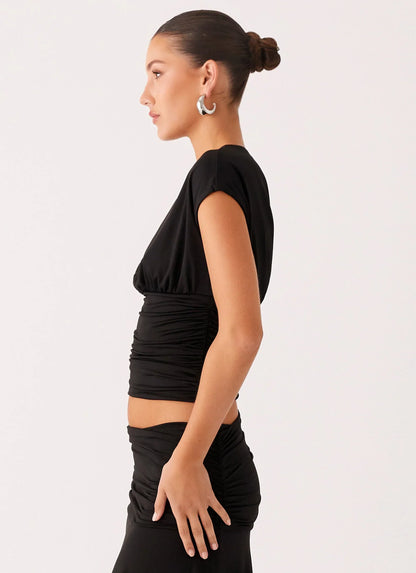 Liana Asymmetrical Top - Black
