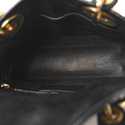 Lambskin Studded Mini Supple Lady Dior Black
