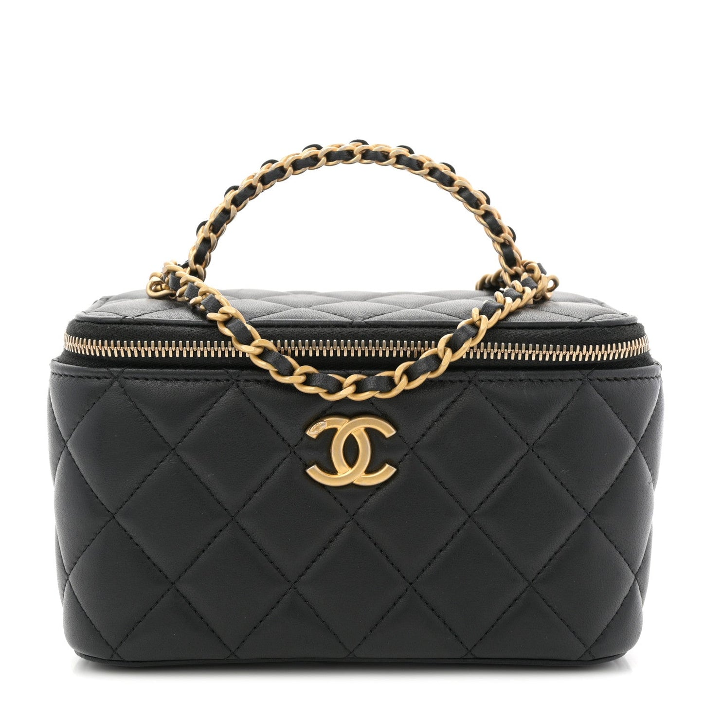 Lambskin Quilted Pick Me Up Vanity Case Black