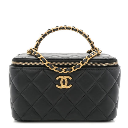Lambskin Quilted Pick Me Up Vanity Case Black