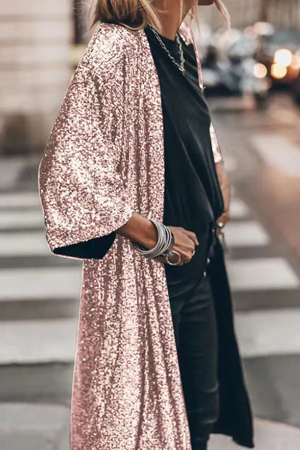 Kimono con mangas acampanadas y lentejuelas Disco Glamour 