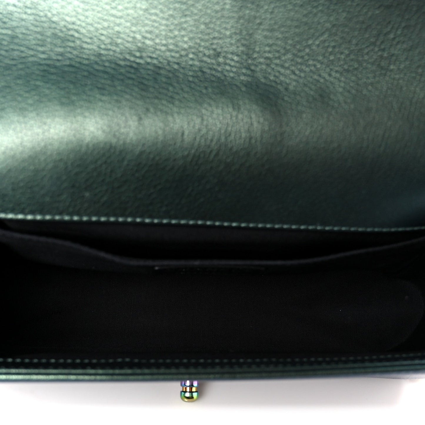 Iridescent Goatskin Quilted Medium Boy Flap Green