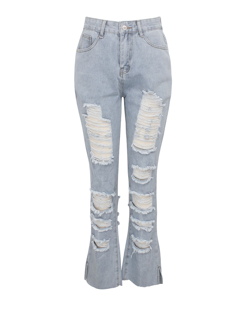 Ripped Straight Jeans