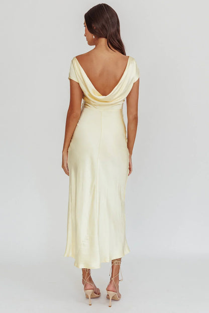 Loveland Cap Sleeve Cowl Back Midi Dress Butter