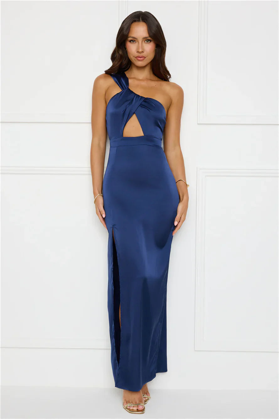 Strong Desire Satin One Shoulder Maxi Dress