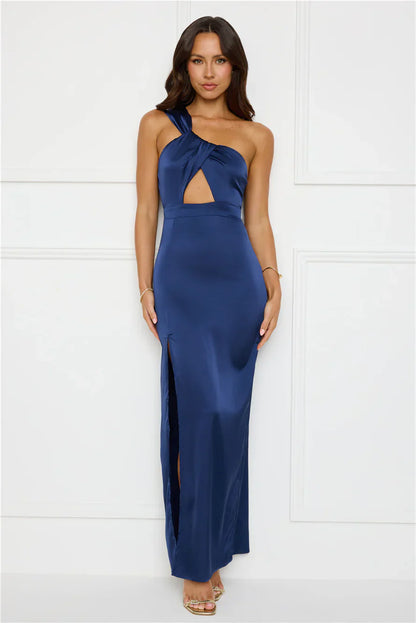 Strong Desire Satin One Shoulder Maxi Dress