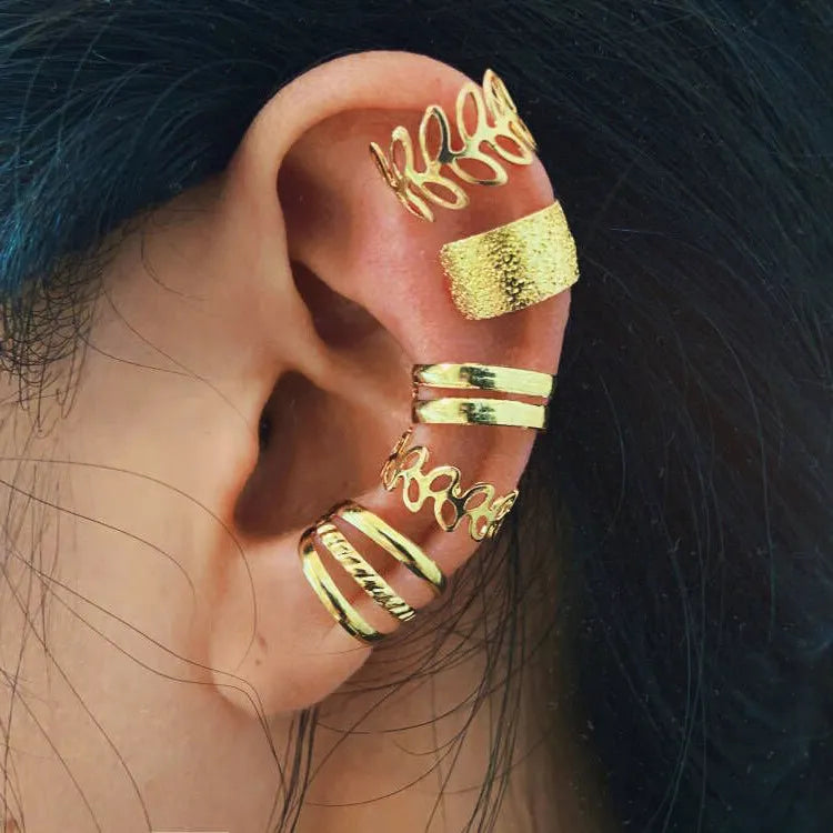Punk Butterfly Ear Clip Liquid Metal Wing Ear Cuff No Piercing Earrings for Women and Girls