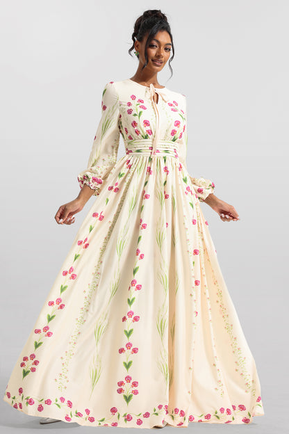 Floral Print Long Sleeve Maxi Dress