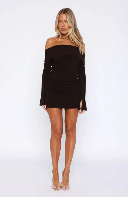 Parental Guidance Knit Mini Dress Chocolate
