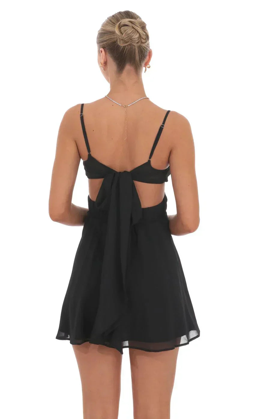 Cutout Fit and Flare Dress in Black