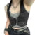 Chaleco de cuero sintético Y2K con cuello en V, sin mangas, con botones, estilo vintage, para mujer, estilo Academia oscura de los años 2000