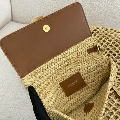 SAINT LAURENT YSL Raffia Icare Tote Bag