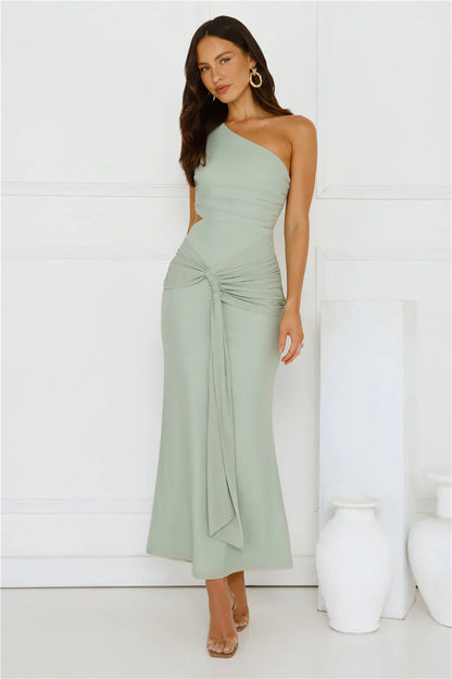 Style Capital One Shoulder Mesh Maxi Dress