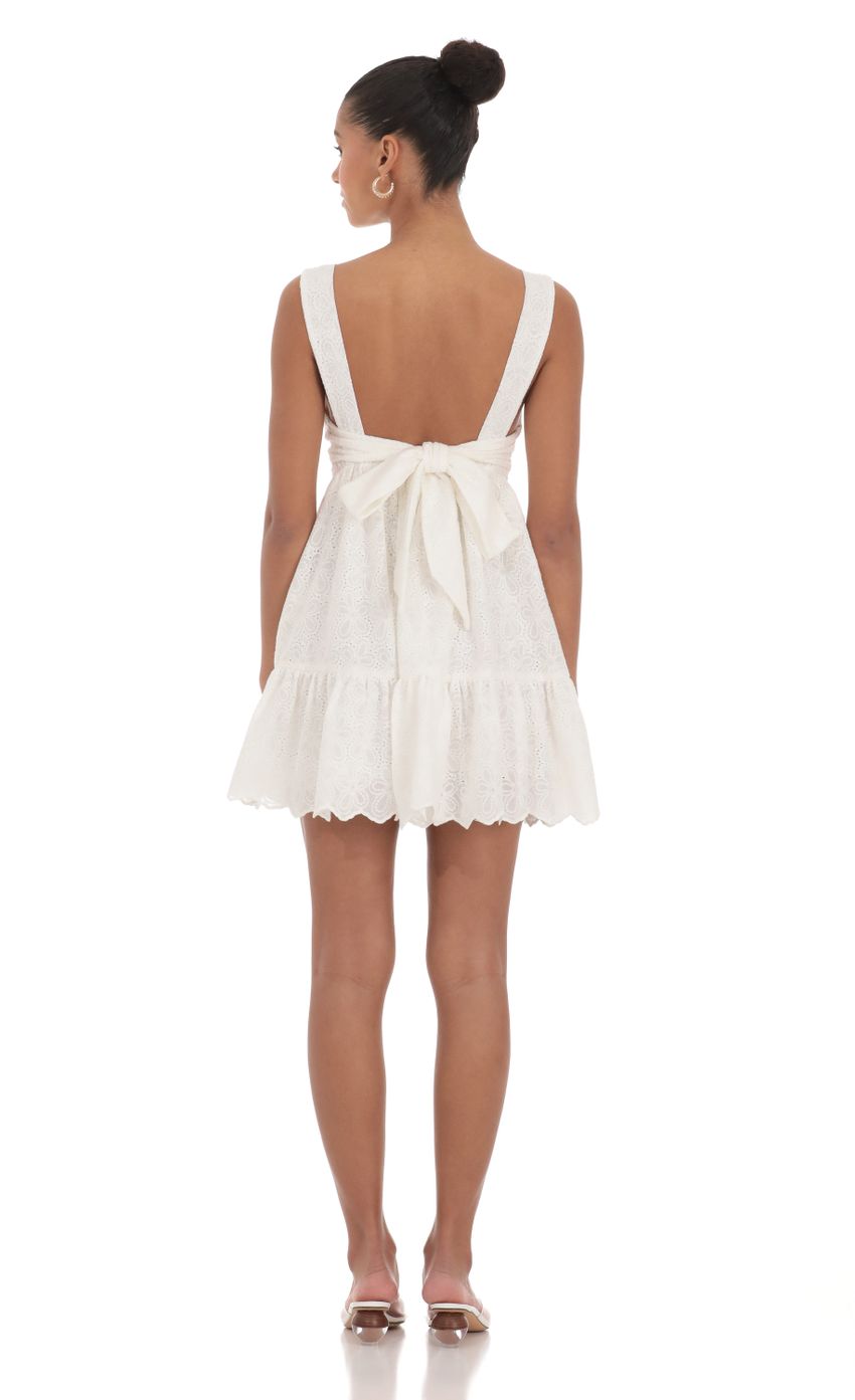 Floral Eyelet Babydoll Dress in White