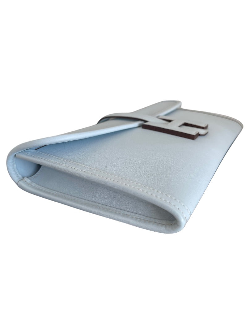 Hermès H Ice blue Jige Leather Clutch
