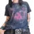 Camiseta Cyber Y2K de los años 2000 para mujer, con estampado de calavera, cuello redondo, manga corta, ropa estética para chicas E, ropa gótica para centro comercial, ropa urbana