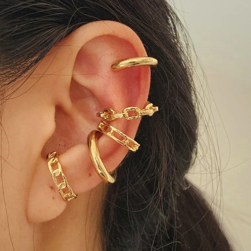 Punk Butterfly Ear Clip Liquid Metal Wing Ear Cuff No Piercing Earrings for Women and Girls