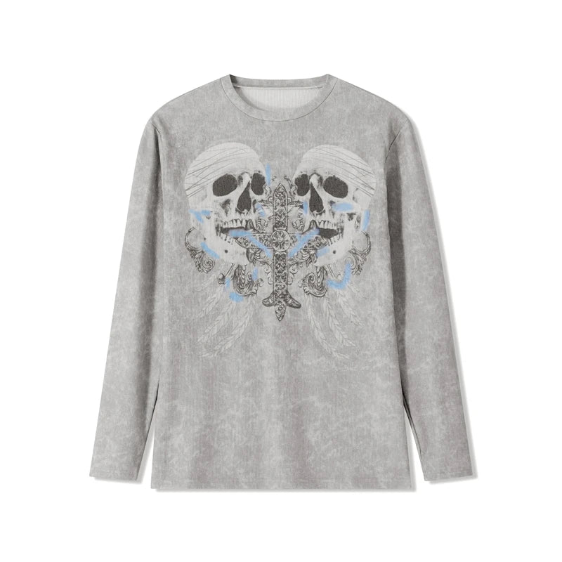 Camiseta gótica para mujer, camisetas de manga larga con estampado de hadas grunge, estilo punk estético de los años 2000, ropa de calle Y2K E Girl