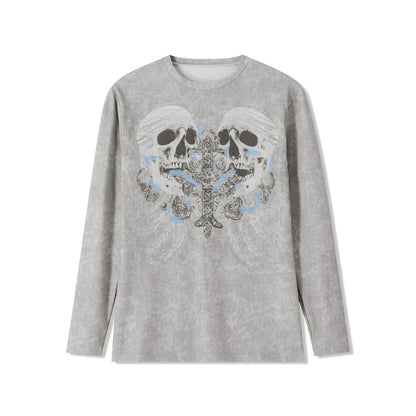 Camiseta gótica para mujer, camisetas de manga larga con estampado de hadas grunge, estilo punk estético de los años 2000, ropa de calle Y2K E Girl