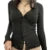Lace Shirt Fairy Grunge Clothes y2k Aesthetic Single Breasted Long Sleeve Tops Women V Neck Ribbed Tee Streetwear