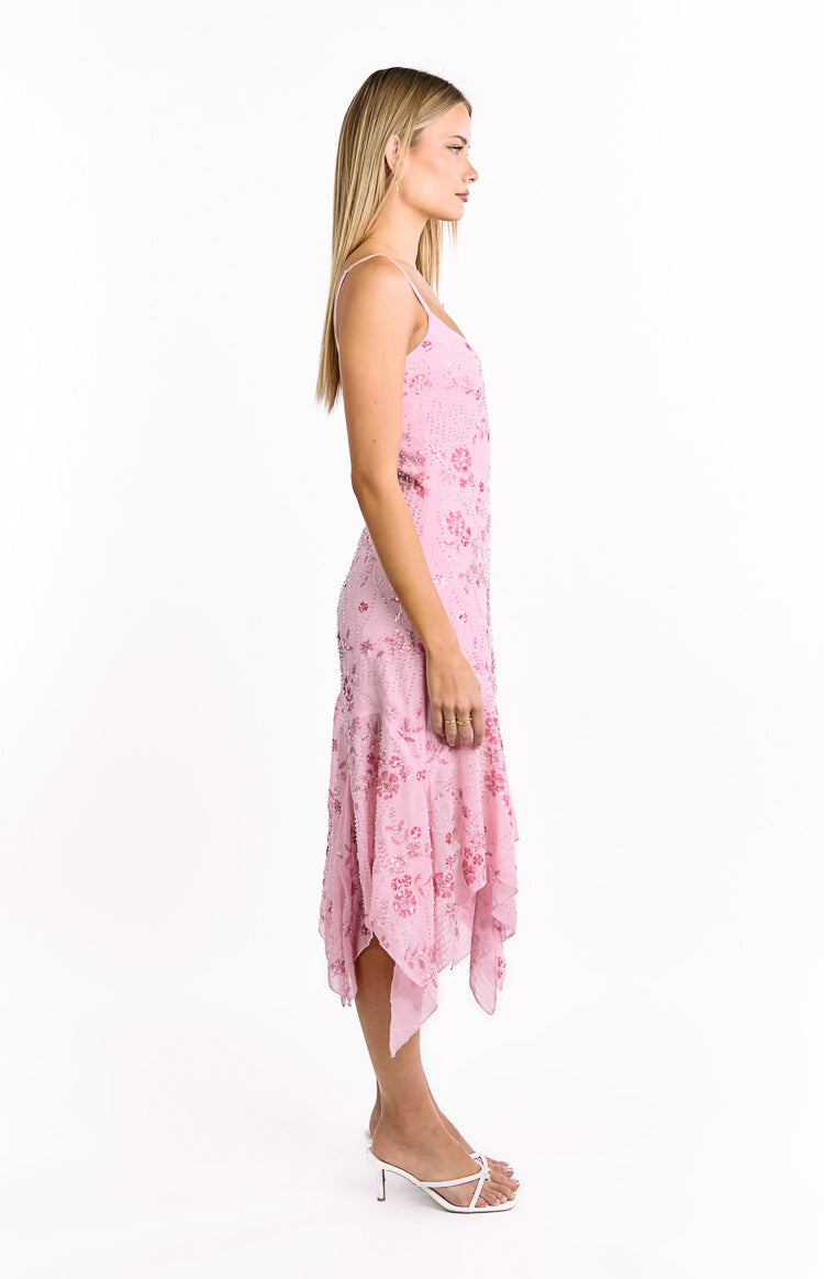 Another World Pink Sequin Midi Dress