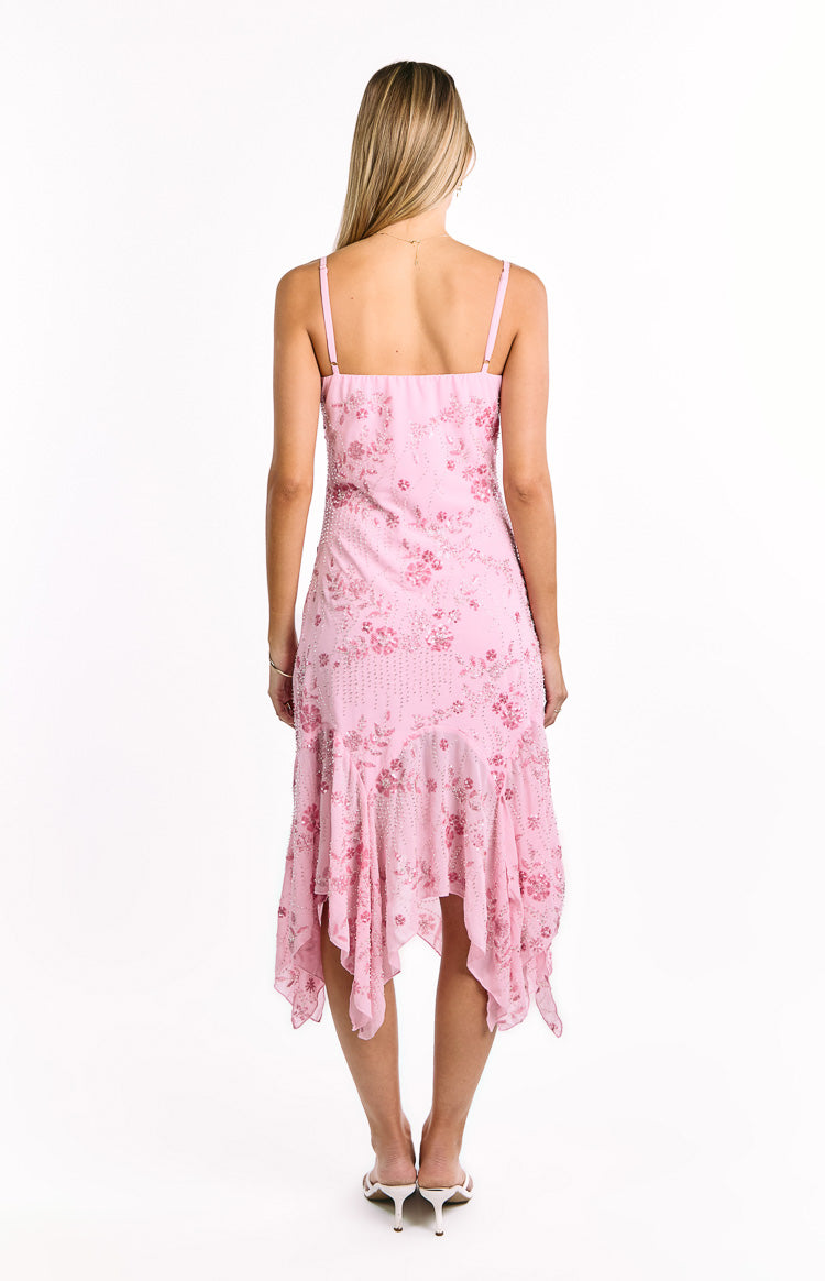 Another World Pink Sequin Midi Dress