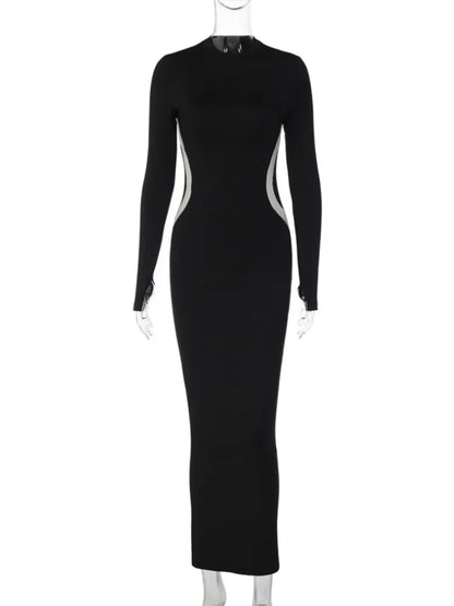 Vestido de otoño de manga larga elástica con mangas a los dedos para mujer, vestido ajustado por debajo de la rodilla para discoteca, vestidos de fiesta, ropa de calle
