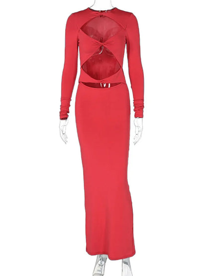 Vestido ajustado de manga larga con aberturas para mujer, elegante, sexy, para fiesta y noche, para otoño e invierno