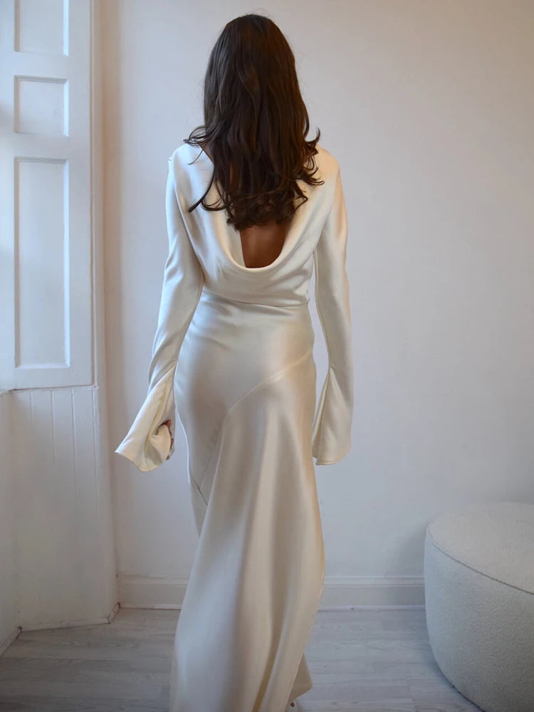 Elegante vestido de noche navideño para mujer, vestido ajustado de manga larga, vestidos femeninos de satén de alta calidad, ropa de fiesta y club.