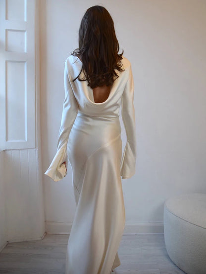 Elegante vestido de noche navideño para mujer, vestido ajustado de manga larga, vestidos femeninos de satén de alta calidad, ropa de fiesta y club.