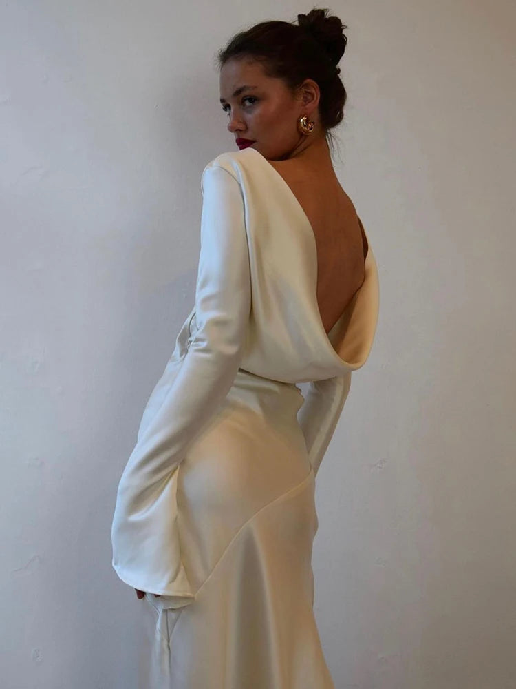 Elegante vestido de noche navideño para mujer, vestido ajustado de manga larga, vestidos femeninos de satén de alta calidad, ropa de fiesta y club.