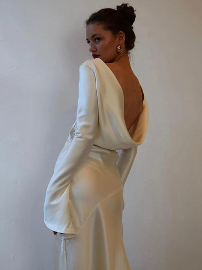 Elegante vestido de noche navideño para mujer, vestido ajustado de manga larga, vestidos femeninos de satén de alta calidad, ropa de fiesta y club.