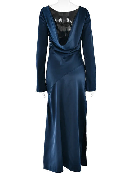 Elegante vestido de noche navideño para mujer, vestido ajustado de manga larga, vestidos femeninos de satén de alta calidad, ropa de fiesta y club.