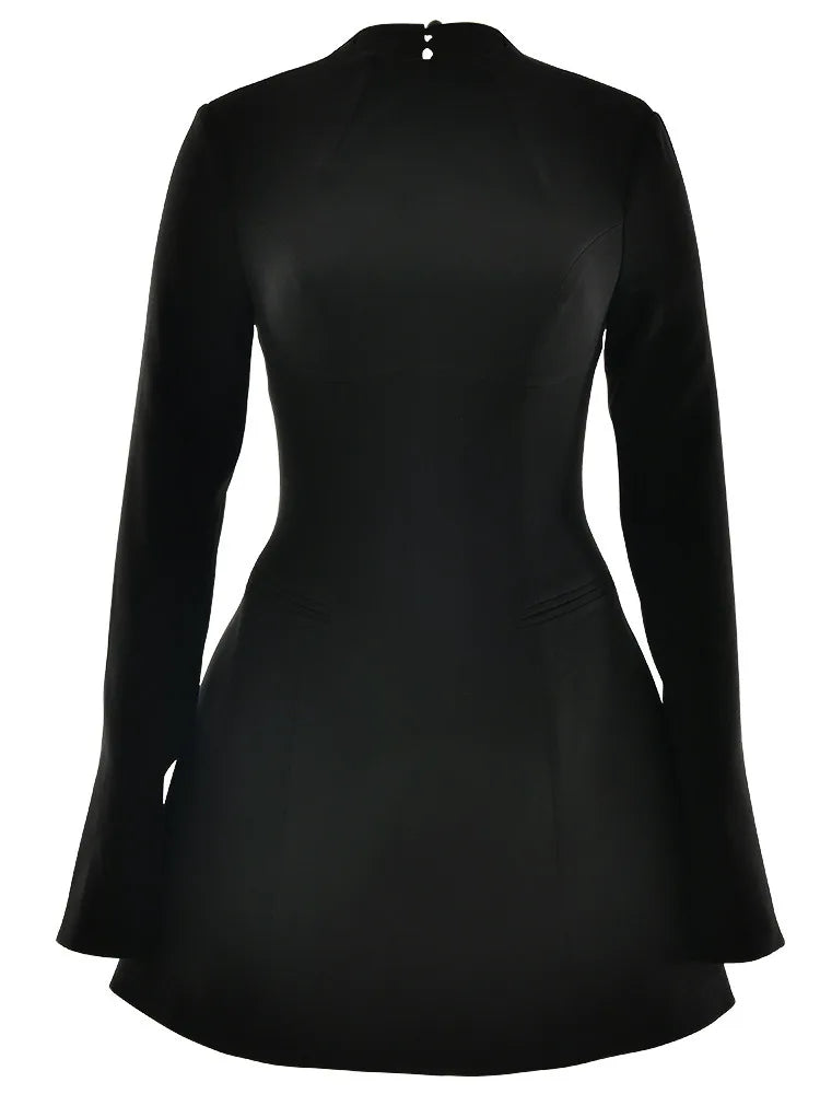 Elegante vestido ajustado de manga larga para mujer, sexy, ajustado, sin espalda, minivestido de otoño e invierno, nuevo vestido de noche para fiesta 2025
