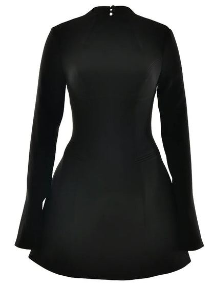 Elegante vestido ajustado de manga larga para mujer, sexy, ajustado, sin espalda, minivestido de otoño e invierno, nuevo vestido de noche para fiesta 2025