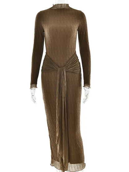 Elegante vestido de noche ajustado con manga larga y encaje de retazos para fiesta y club para otoño e invierno 2025. Nuevo vestido largo ajustado.