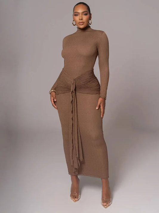Elegant Long Sleeved Lace Patchwork Bodycon Party Club Evening Dress For Autumn Winter 2025 New Long Dress Slim Vestido