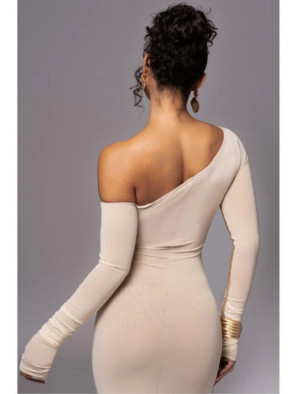 Elegante vestido de malla de retazos de manga larga para mujer, elástico, ajustado, de doble capa, para fiesta y noche