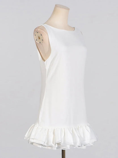 Elegant Sleeveless  Summer Ruffle Tight Short Women’s Fashion Sweet Splicing Sexy Backless Party Evening Dress